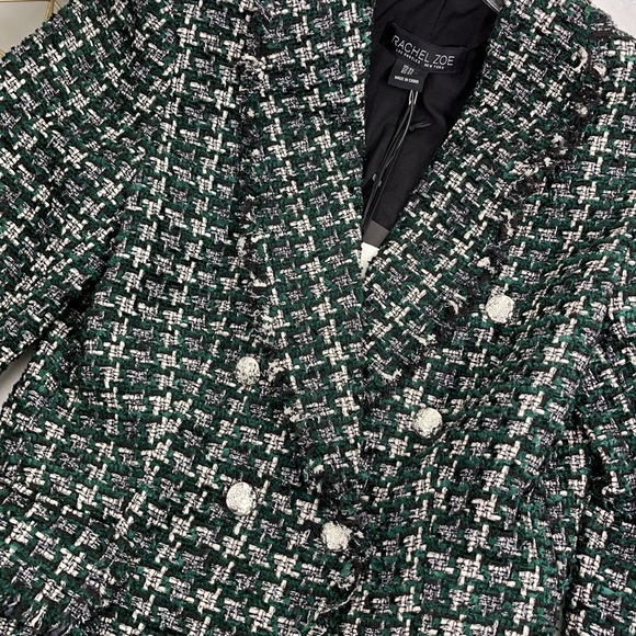 Rachel Zoe Contemporary Fit Tartan Plaid Tweed Jacket - Picture 9 of 15